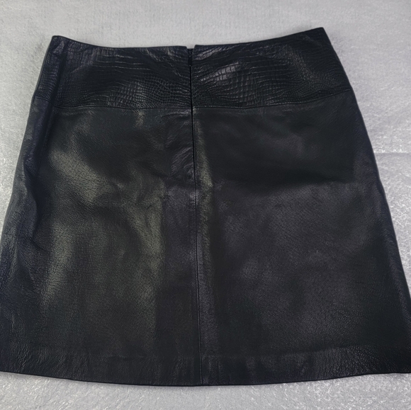 Apostrophe Croc Embossed Black Leather Skirt Womens Size 8 Lined NWT - Picture 6 of 9